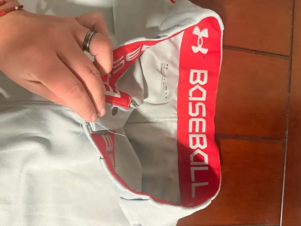 Under Armour Piped Baseball Pants Gray with Red Stripe